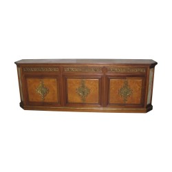 Großes 3-türiges Sideboard in Mahagoni und Maserfurnier mit …