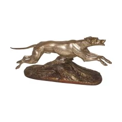 Bronze “Running greyhound”, silver patina, signed …