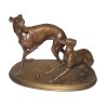 铜牌“2 greyhounds playing”，署名 Led。法国，19 世纪。 - Moinat - 青铜器