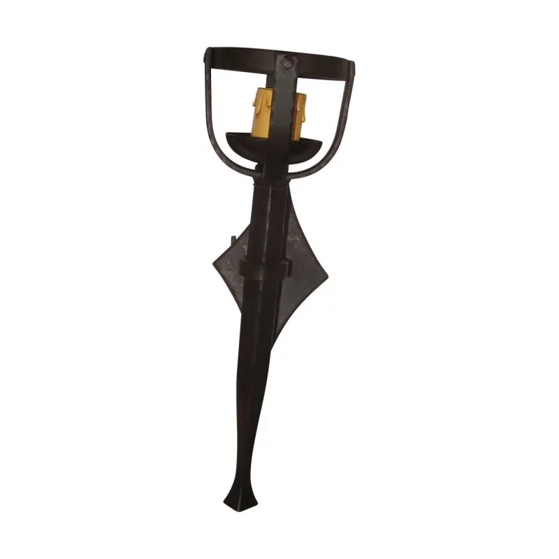“Torche” wall lamp in wrought iron with 1 light. - Moinat - Wall lights, Sconces