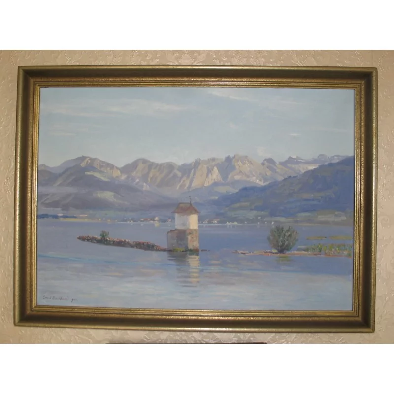 油画，布面油画“湖边风景”，署名欧内斯特…… - Moinat - 画 - 景观