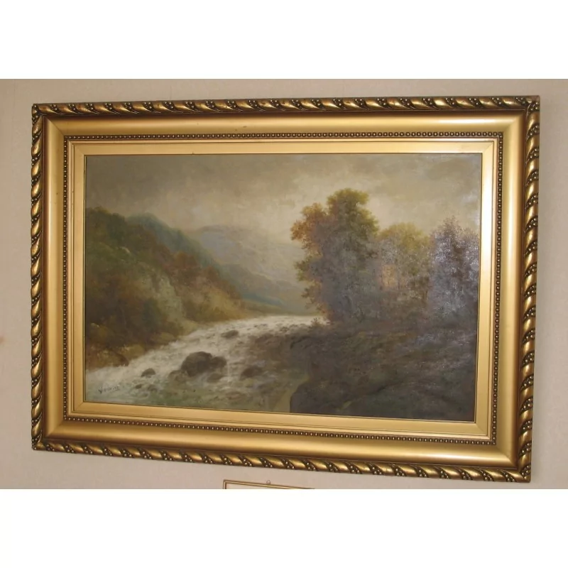 油画，布面油画“河流风景”，署名…… - Moinat - 画 - 景观