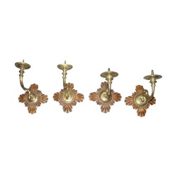 Paire d’applique en laiton avec support en bois …
