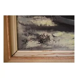 Tableau, huile sur toile “Les Bateaux”, signé Jean Théobald …
