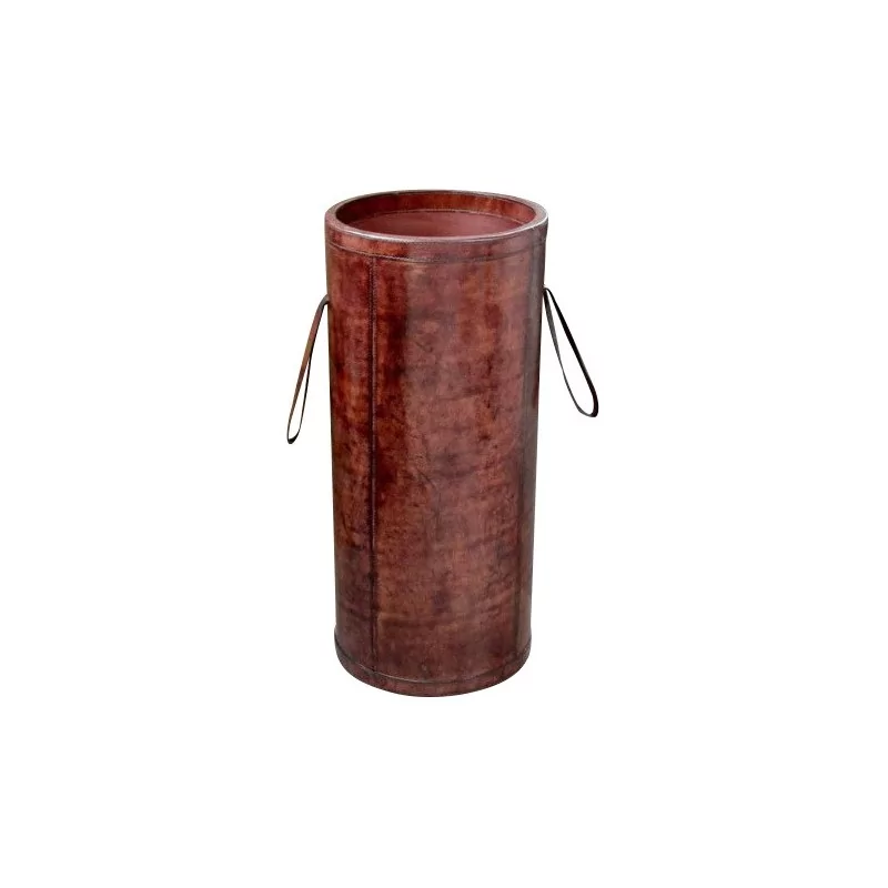 Umbrella stand in dark patinated leather. - Moinat - Clothes racks, Closets, Umbrellas stands
