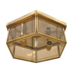 “Agath” hexagonal ceiling light, small model, in brass.