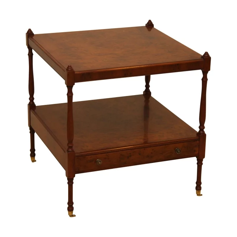 English yew end table on casters with 1 - Moinat - Coffee tables