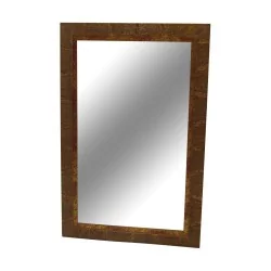 red and gold patinated grid mirror.