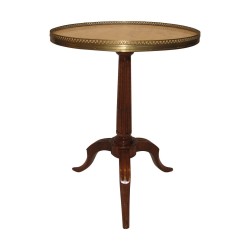 Louis XVI pedestal table in walnut with white marble top with