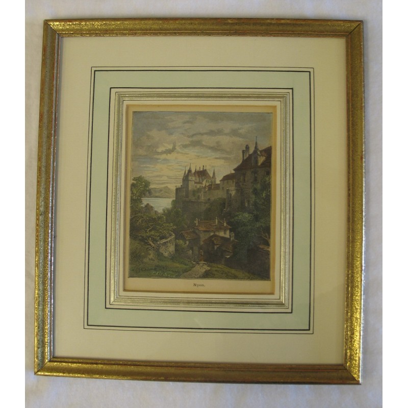 Gravure couleur de “Nyon”, signée E. Kirchner. Epoque 19ème … - Moinat - Gravures Gravure couleur de “Nyon”, signée E. Kirchner. Epoque 19ème … - Moinat - Gravures