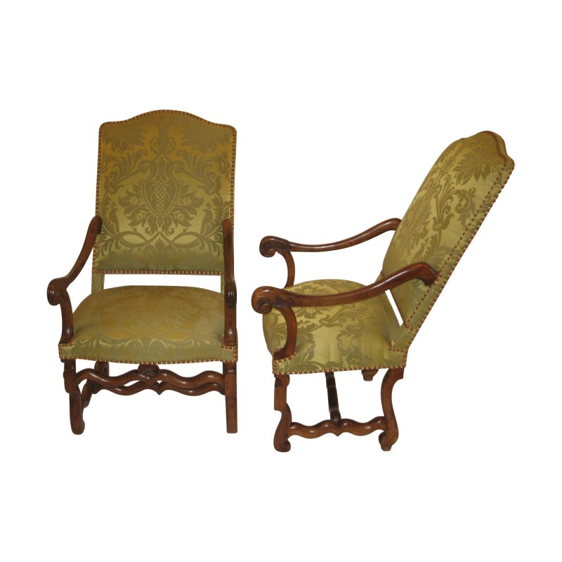 Paire de fauteuils Louis XIII en noyer mouluré, traverses du … - Moinat - Fauteuils Paire de fauteuils Louis XIII en noyer mouluré, traverses du … - Moinat - Fauteuils
