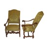 Paire de fauteuils Louis XIII en noyer mouluré, traverses du … - Moinat - Fauteuils