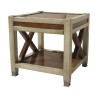 side table in cherry wood painted gray, natural top - Moinat - Coffee tables
