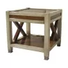 приставной столик из вишневого дерева, окрашенный в серый цвет, со столешницей из натурального дерева - Moinat - Столики для гостиной
