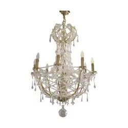 bronze and crystal chandelier with 8 lights.