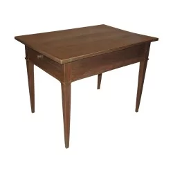 张胡桃木行政桌，带 2 个抽屉。 19世纪时期。