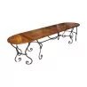 Table et 2 bouts de table “Maria” en fer forgé patine rouille … - Moinat - Tables de salle à manger