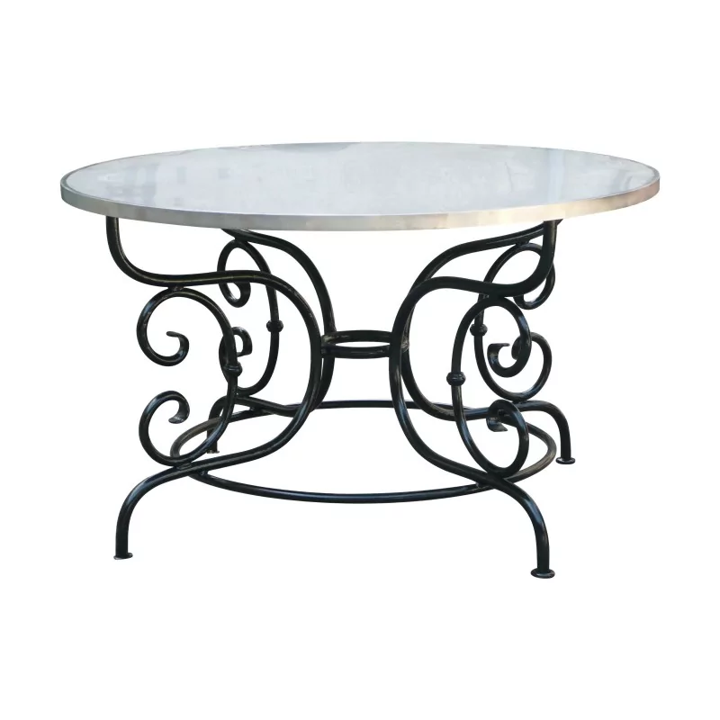 Table "Arditi" avec piètement en fer forgé et plateau - Moinat - Tables
