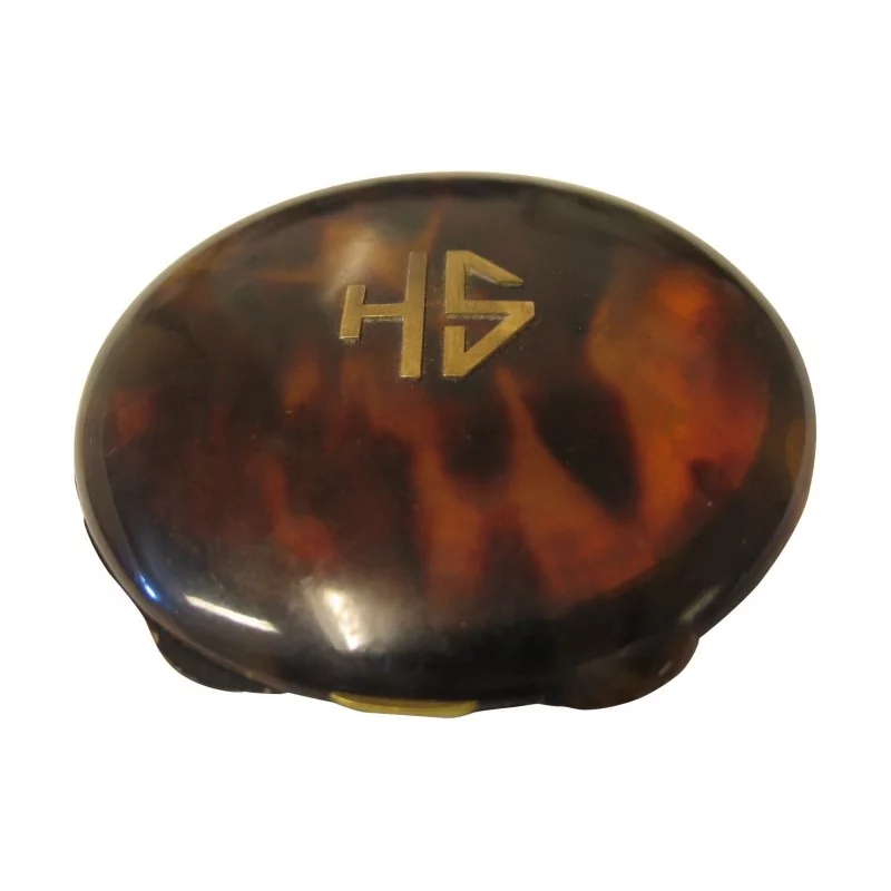 Round tortoiseshell powder compact with lid - Moinat - Silverware Round tortoiseshell powder compact with lid - Moinat - Silverware