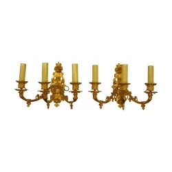 Pair of Napoleon III sconces in chased bronze and …