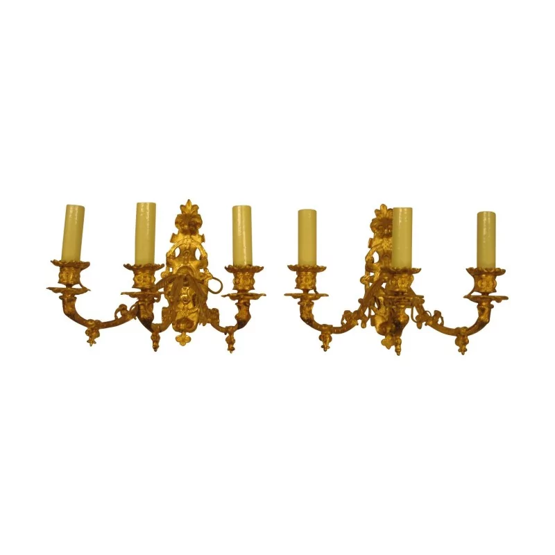 Pair of Napoleon III sconces in chased bronze and … - Moinat - Wall lights, Sconces