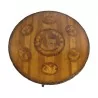 Table de Brienz en bois sculpté avec dessus avec marqueterie - Moinat - Brienz