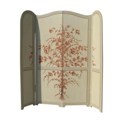 screen with 4 panels painted in gray with floral decoration.