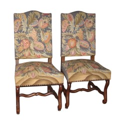 Louis XIV style chair in walnut, sheep bone, covered with …