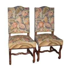 把路易十四风格的胡桃木羊骨椅子，上面覆盖着……