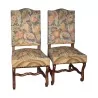 把路易十四风格的胡桃木羊骨椅子，上面覆盖着…… - Moinat - 椅子