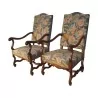 Pair of Louis XIV style armchairs in walnut with sheep bones, … - Moinat - Armchairs
