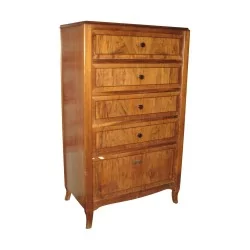 Art-Deco chest of drawers in walnut with 4 drawers and 1 …