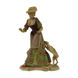 Porcelain “Woman with Greyhound” in porcelain, Capo di …