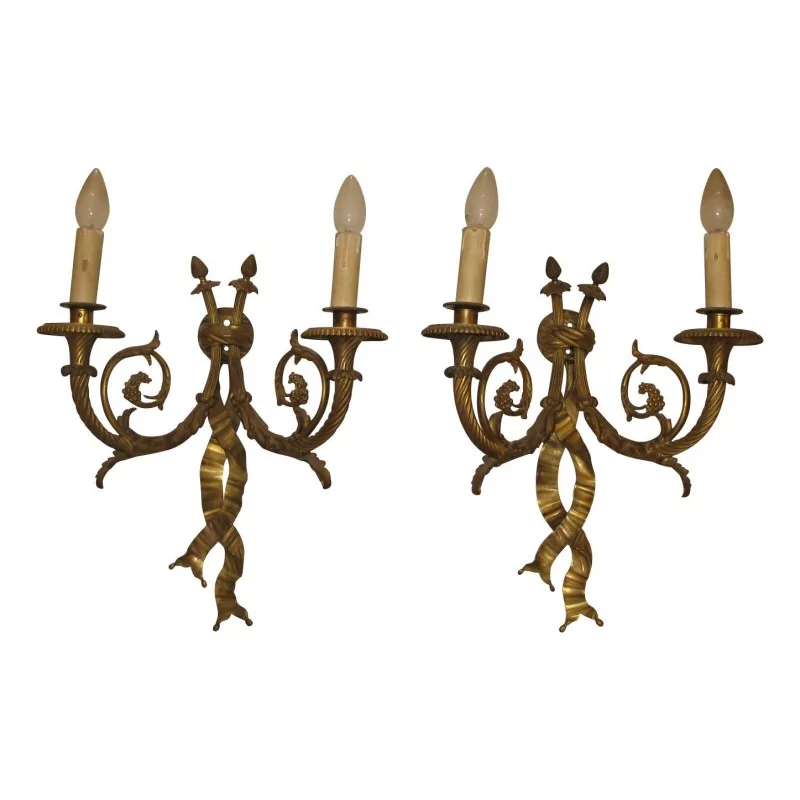 Pair of Louis XVI style 2-light sconces in … - Moinat - Wall lights, Sconces
