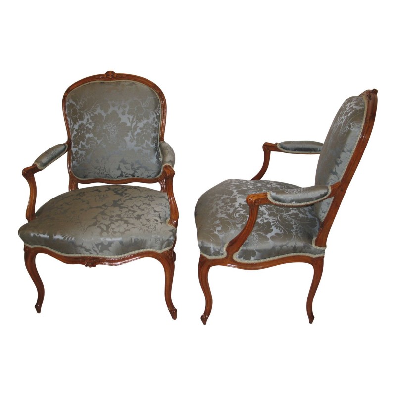 Paire de fauteuils Louis XV en hêtre sculpté, recouverts de … - Moinat - Fauteuils Paire de fauteuils Louis XV en hêtre sculpté, recouverts de … - Moinat - Fauteuils