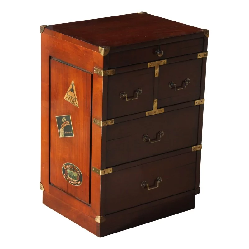 patinated cherry wood travel cabinet with 5 drawers. - Moinat - Chests of drawers, Commodes, Chifonnier, Chest of 7 drawers