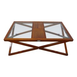 Table basse de salon "Oslo" en bois de rose massif avec dessus