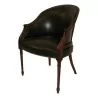 Fauteuil de bureau anglais en acajou recouvert de cuir vert. - Moinat - Fauteuils
