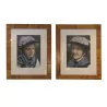 Pair of pastels “Portraits of young girls, in the style of … - Moinat - VE2022/1