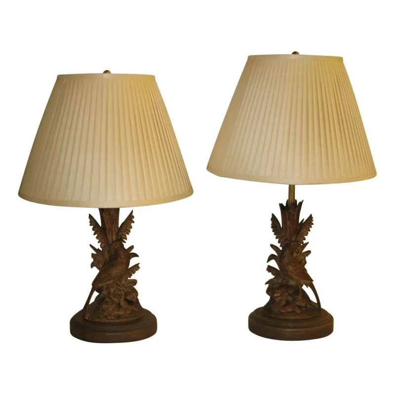 Paire de soliflores de Brienz en bois sculpté d’époque 19ème, … - Moinat - Lampes de table Paire de soliflores de Brienz en bois sculpté d’époque 19ème, … - Moinat - Lampes de table