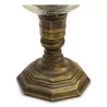 Pair of aged bronze candle holders with glass. - Moinat - Boxes, Urns, Vases