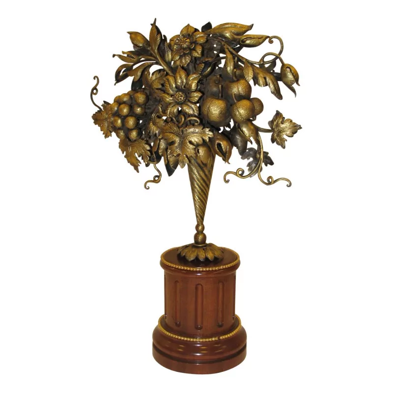 Sculpture "Bouquet" en bronze patiné avec son socle en acajou - Moinat - Accessoires de décoration