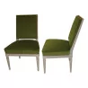 Pair of Louis XVI style chairs in gray painted wood, signed … - Moinat - Chairs