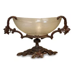 carved wooden fruit bowl from Brienz with sandblasted decoration on …