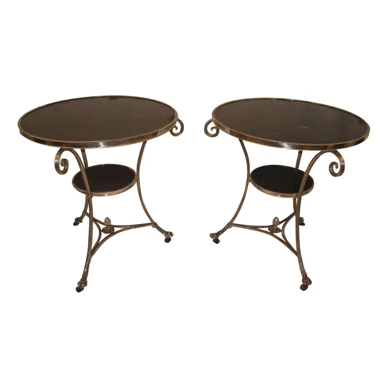Pair of pedestal tables with “Crosses” in chiseled and silvered bronze - Moinat - Wild Flowers