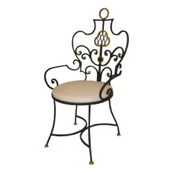 Armchair in the style of \"Gilbert Poillerat\" in wrought iron