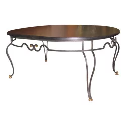 Oval table, in the style of \"Gilbert Poillerat\", in iron …