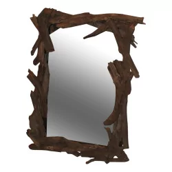 面“Vigne”镜子，带有胶合藤蔓。