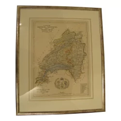 Map engraving “Cantone Freyburg, Neuenburg, Waat und …