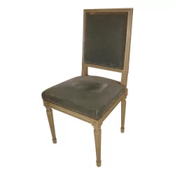 Chaise de style Louis XVI en bois peint en gris, recouverte de …